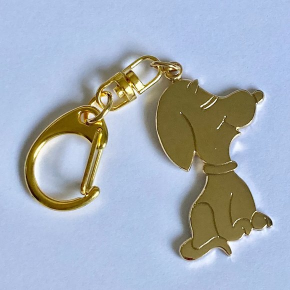 Vintage Snoopy Dog Keychain Keyring Zipper Pull Purse Charm Gold Plated Peanuts - Picture 8 of 12